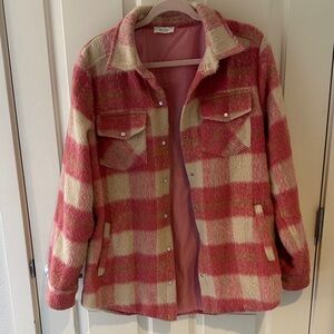Bluivy Pink and Cream Lined Shirt Jacket
